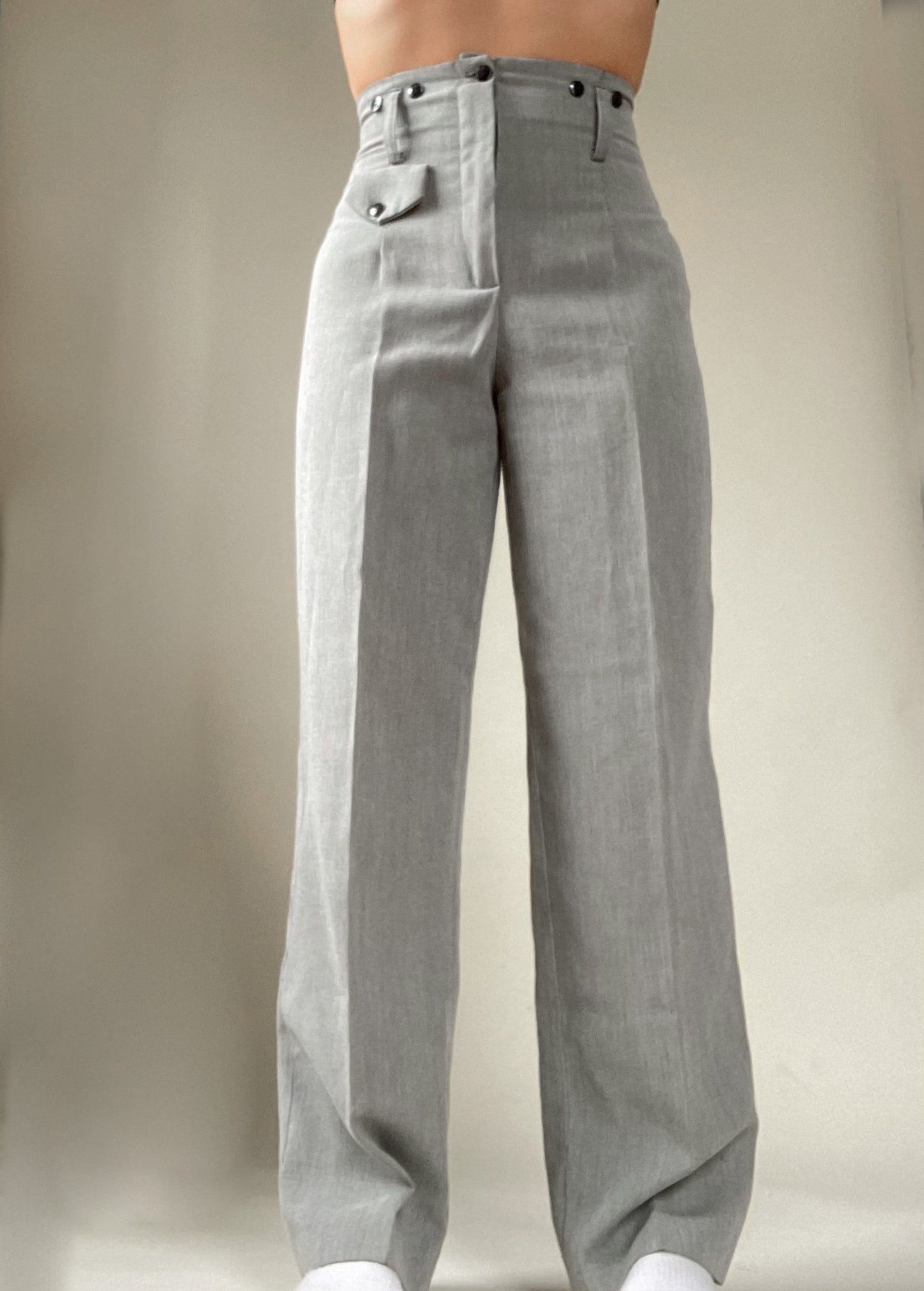 Vintage Pinstripe pocket detail trousers