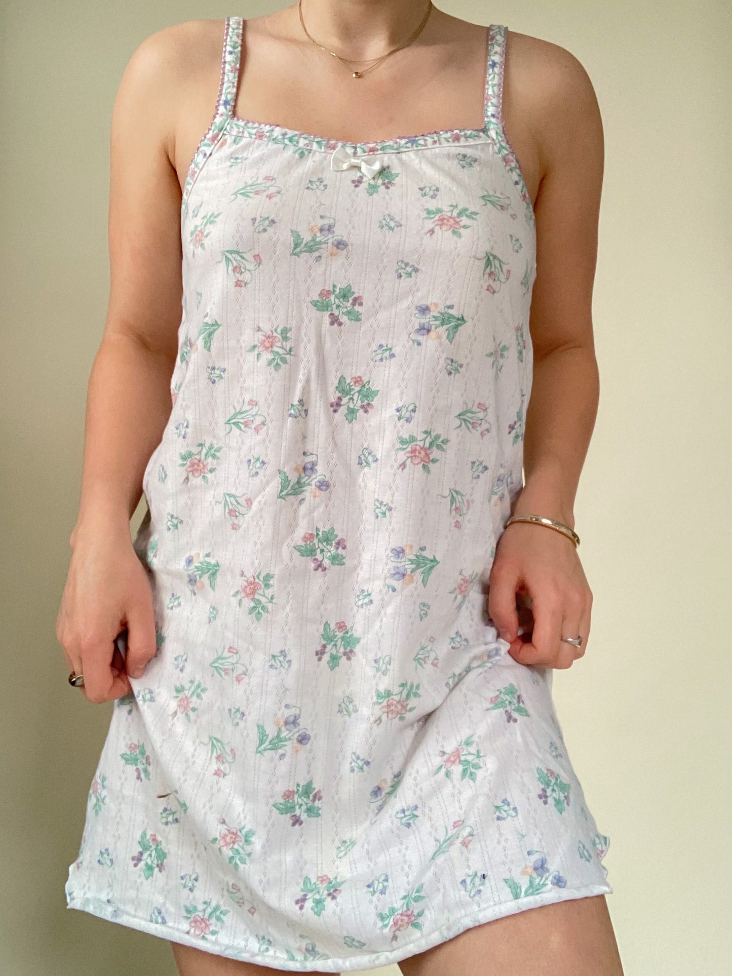 Vintage Pointelle Floral Tank Dress