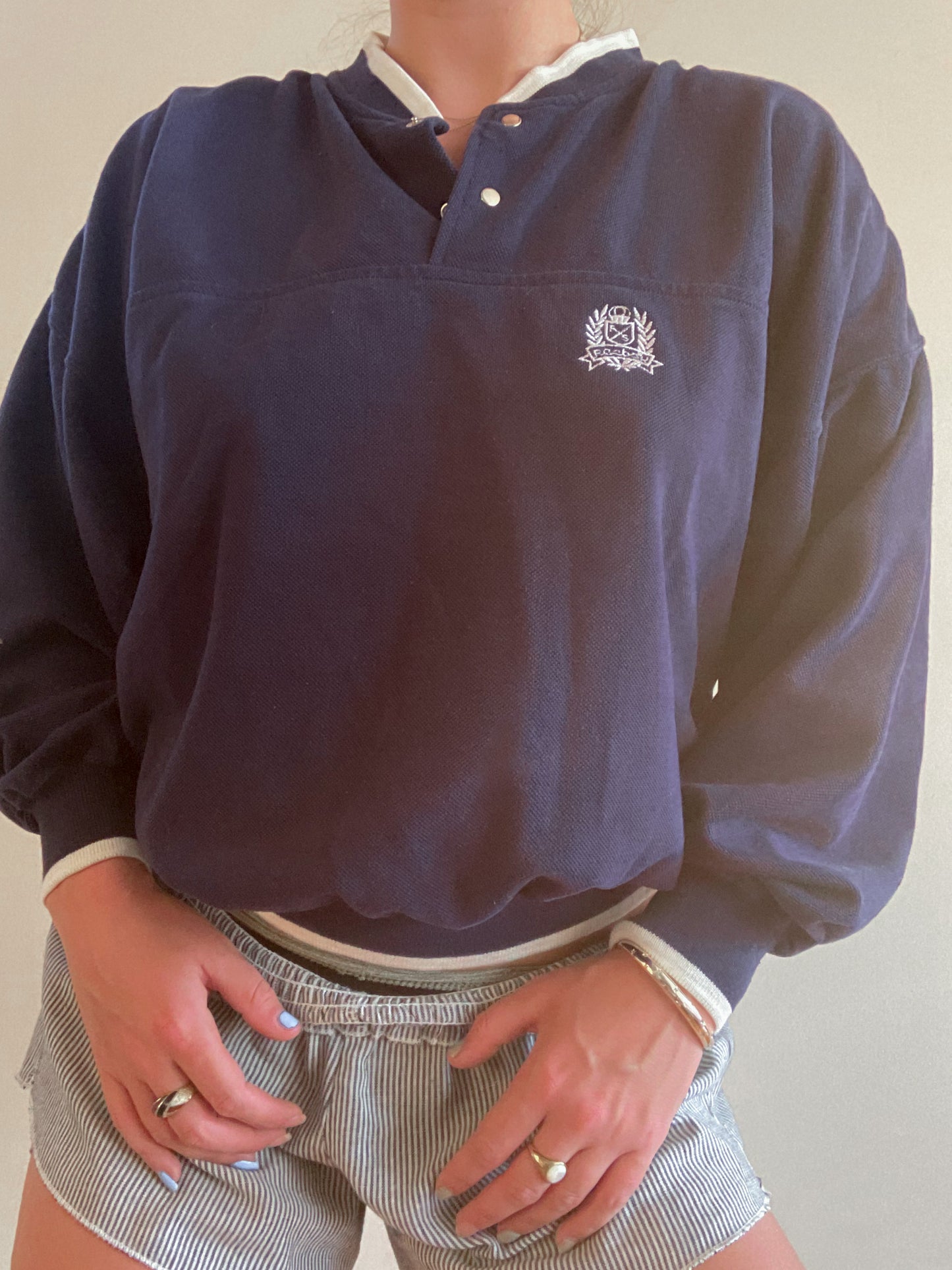 Vintage Navy and Crest Pullover