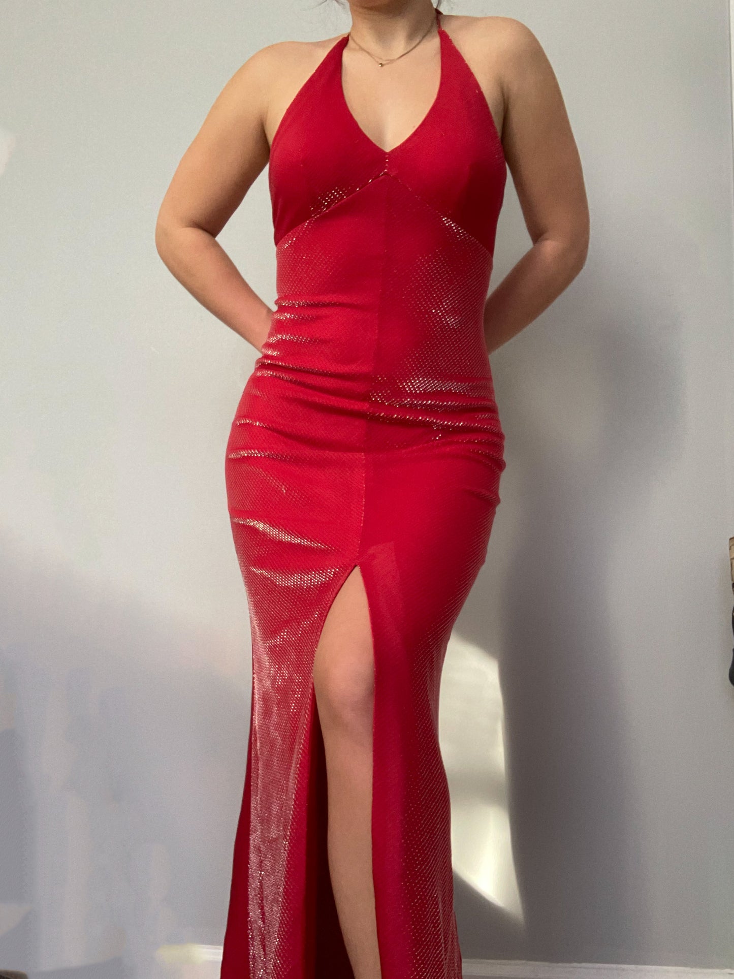 Vintage Shimmer Red Formal Dress