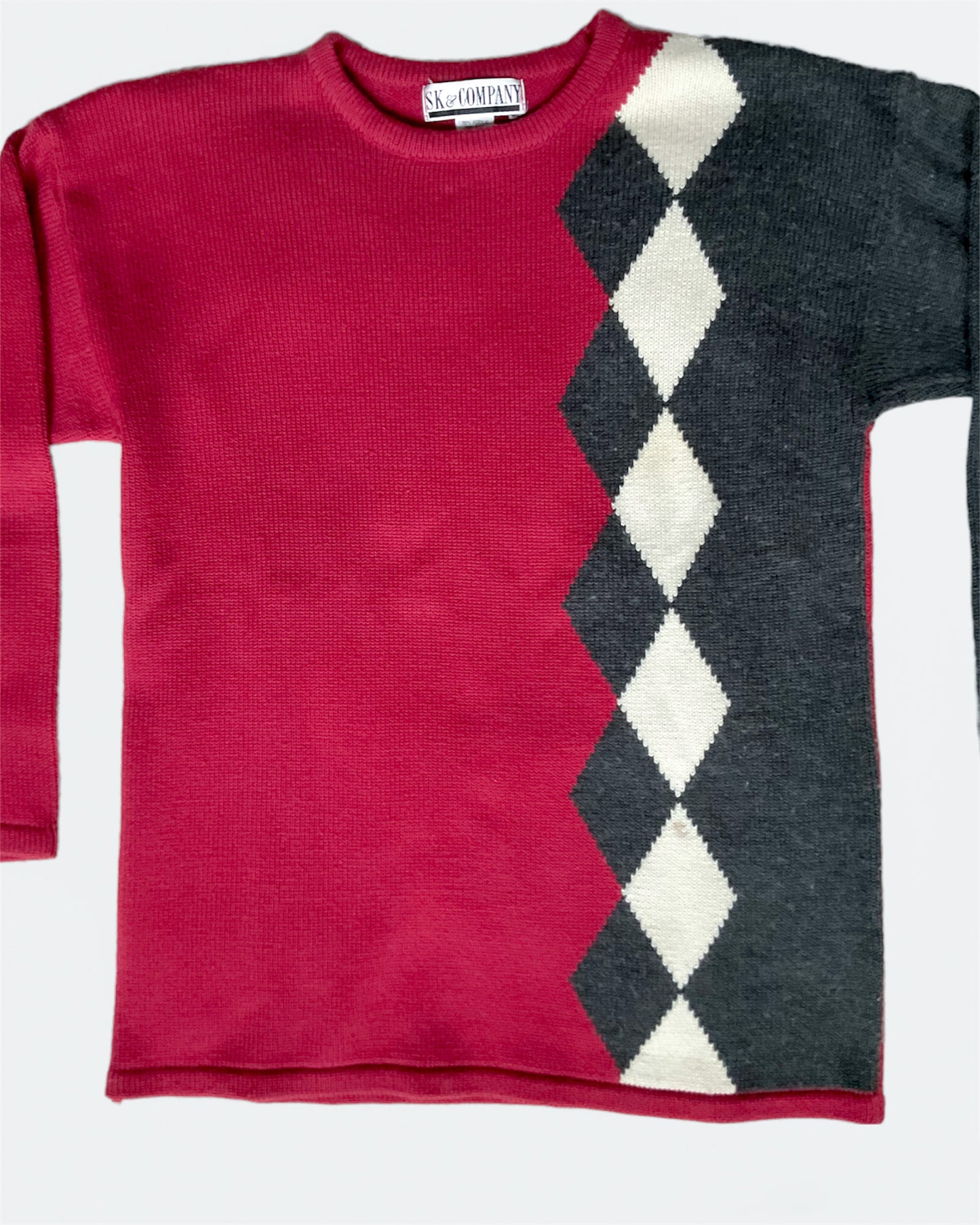 Vintage Red and Argyle Sweater