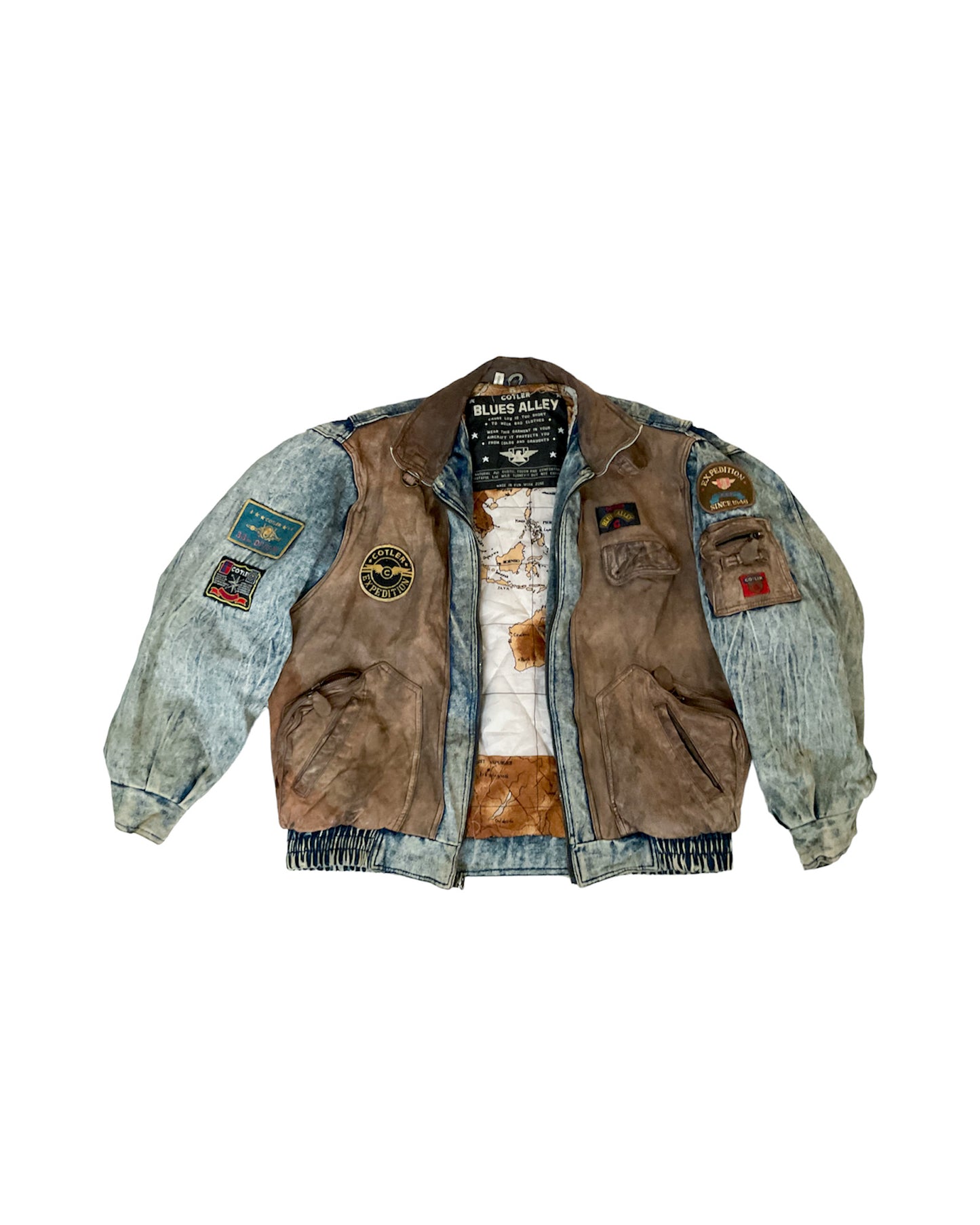 Vintage Road trip Denim and Leather Patch Jacket