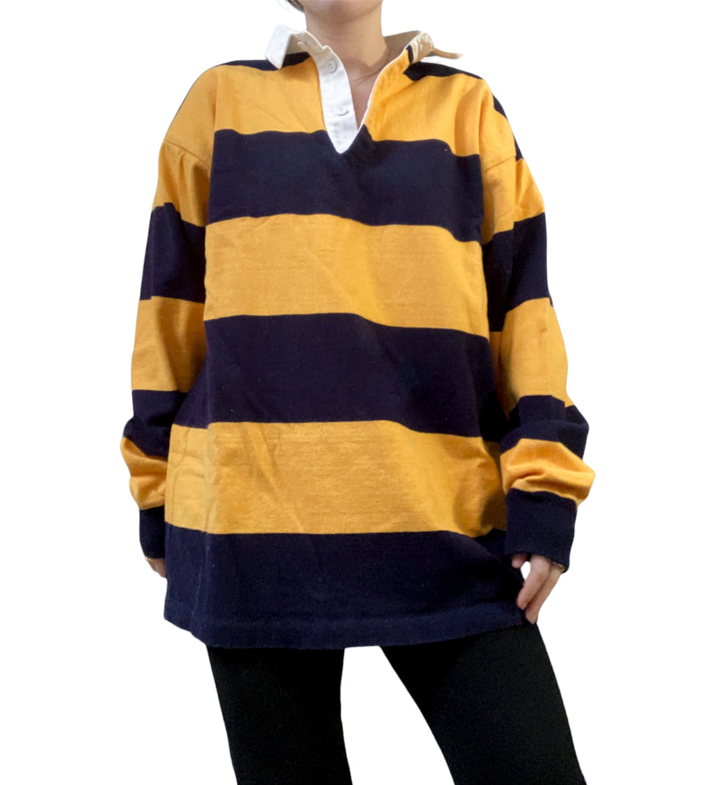 Vintage Yellow & Navy Rugby Pullover