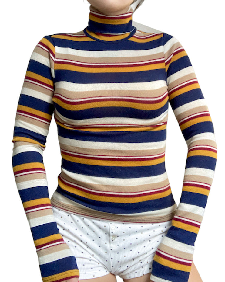 70s style Striped Turtleneck