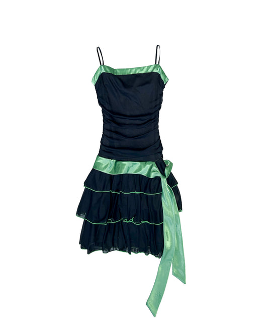 2000s BCX Green Ribbon Teared Dress