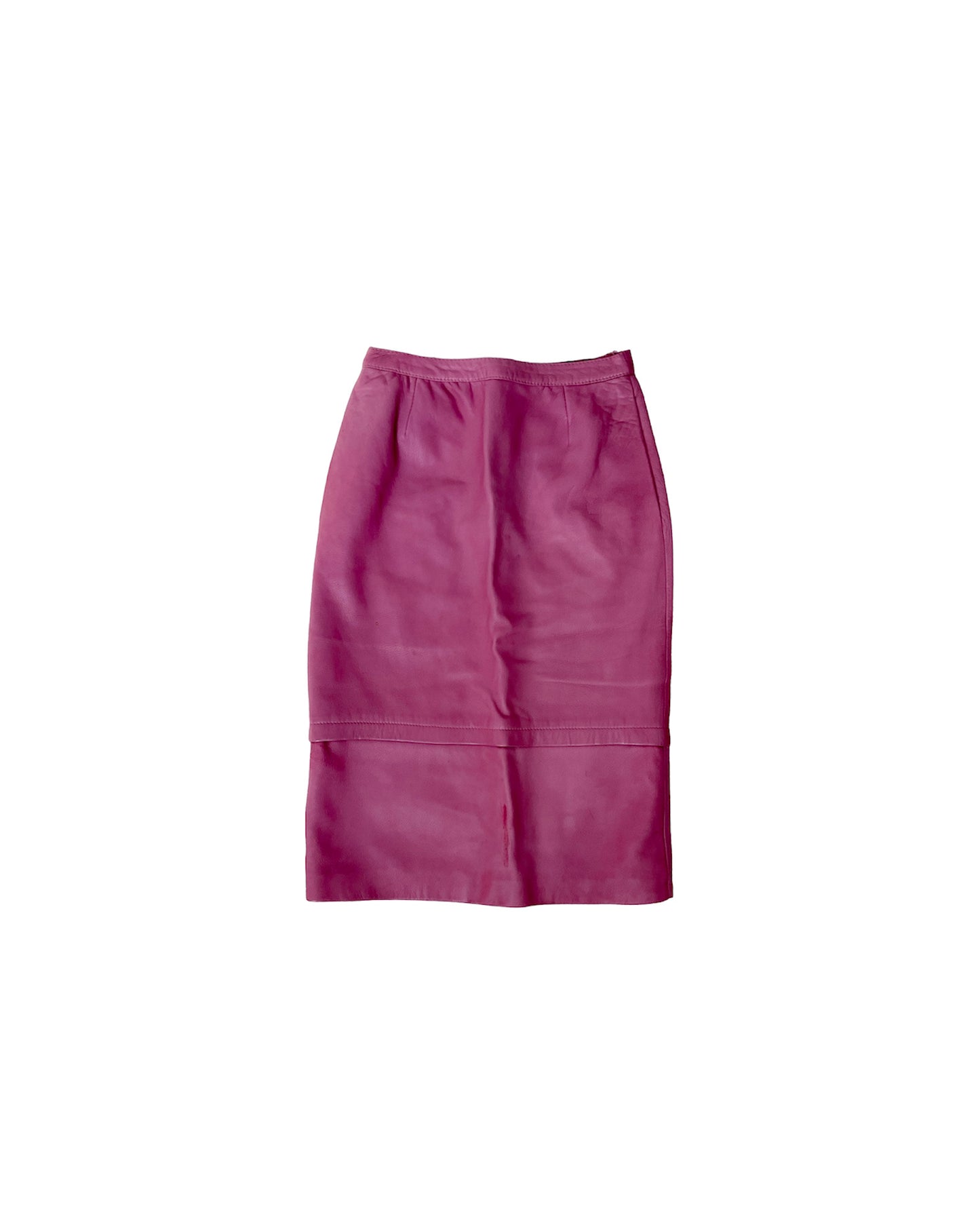 Pink Leather Midi Skirt