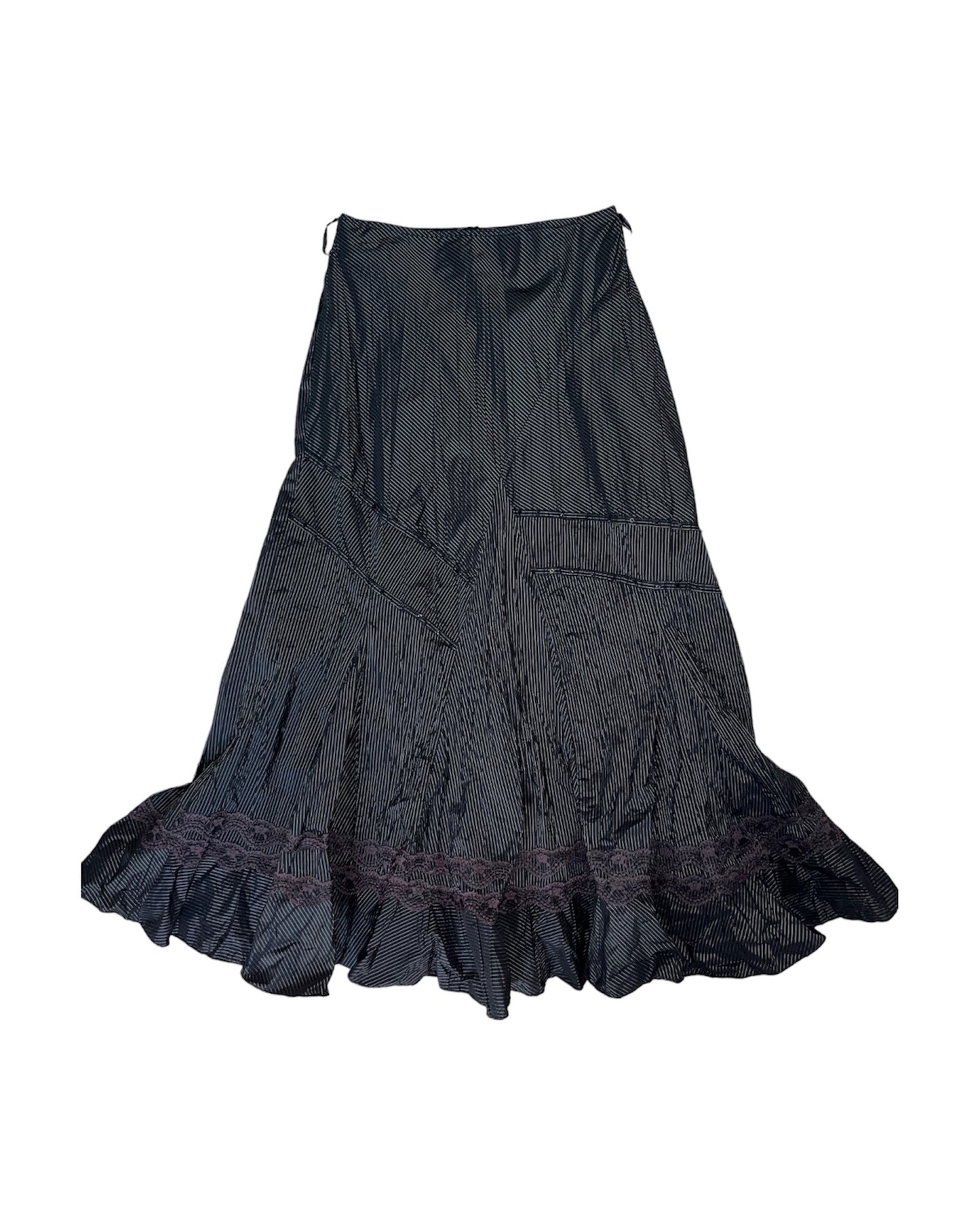 Le Mirage Gorpcore cargo pinstripe and lace teared skirt