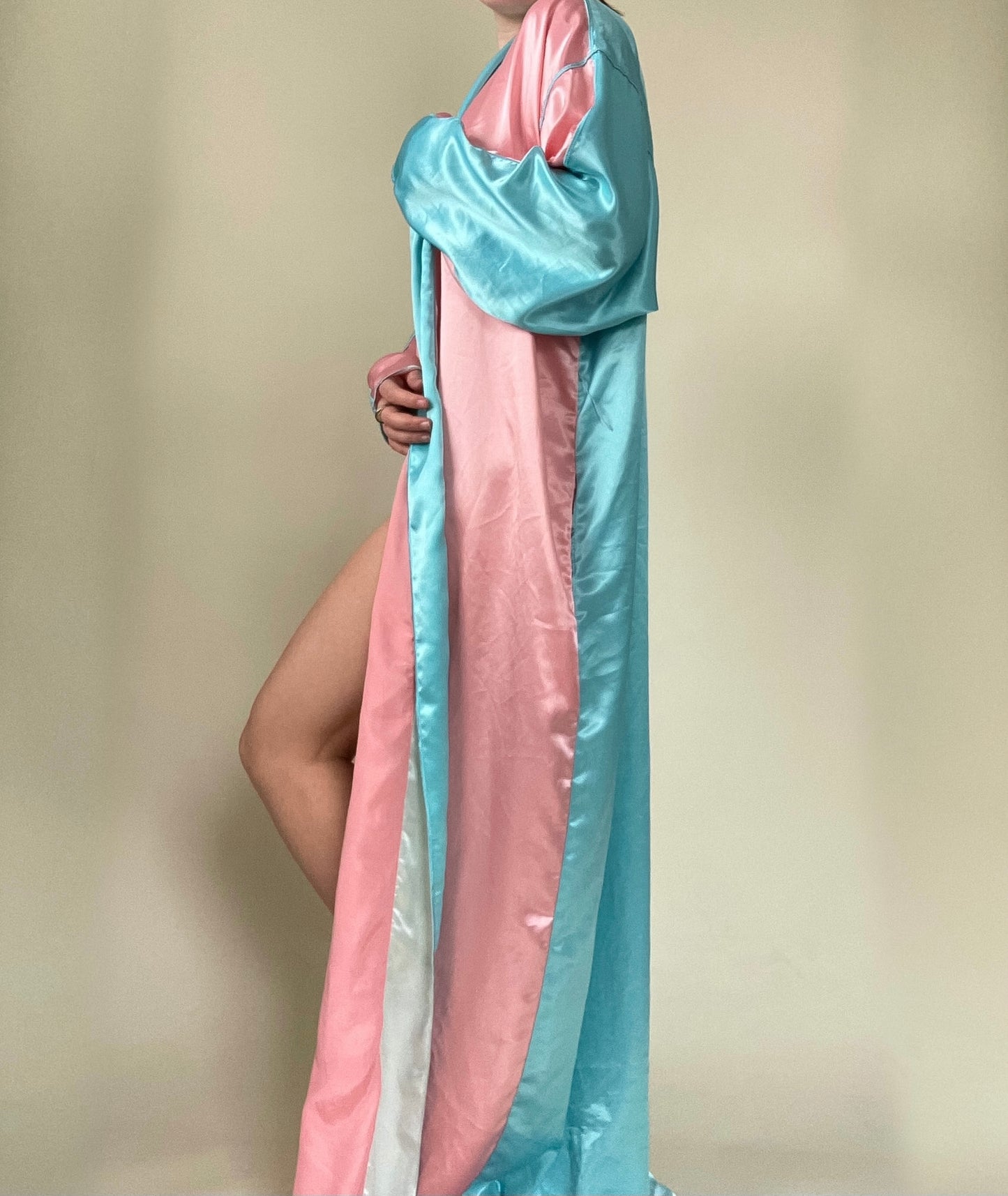 Vintage Pink and Blue Silky Robe
